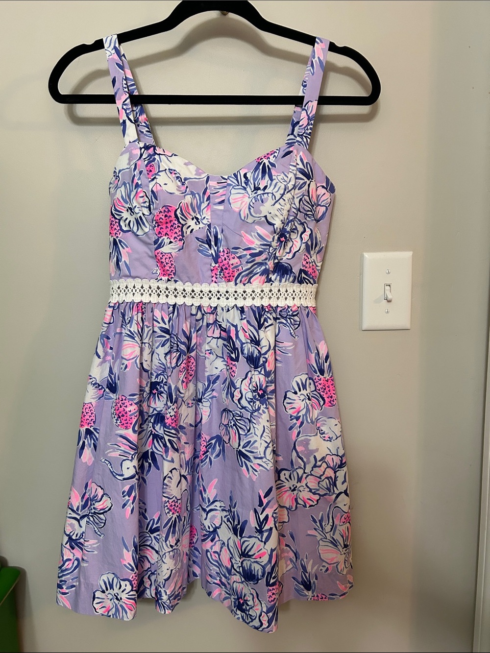 Lilly Pulitzer Lavender Floral Mini Dress with Pink & Navy Accents